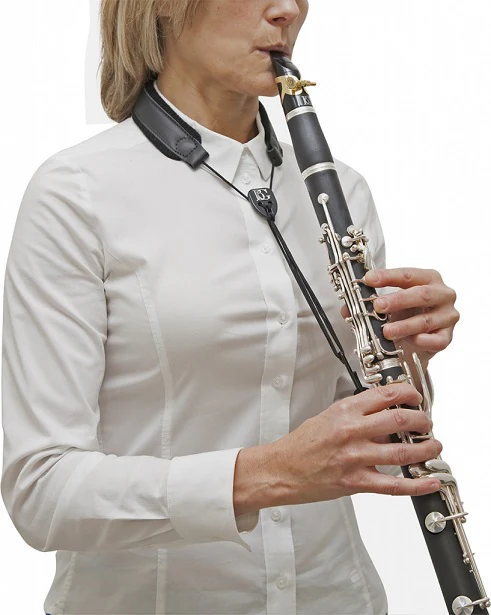 BG France Padded Leather Clarinet Strap with Elastic Cord & 2 Connectors - C23E - Image 2