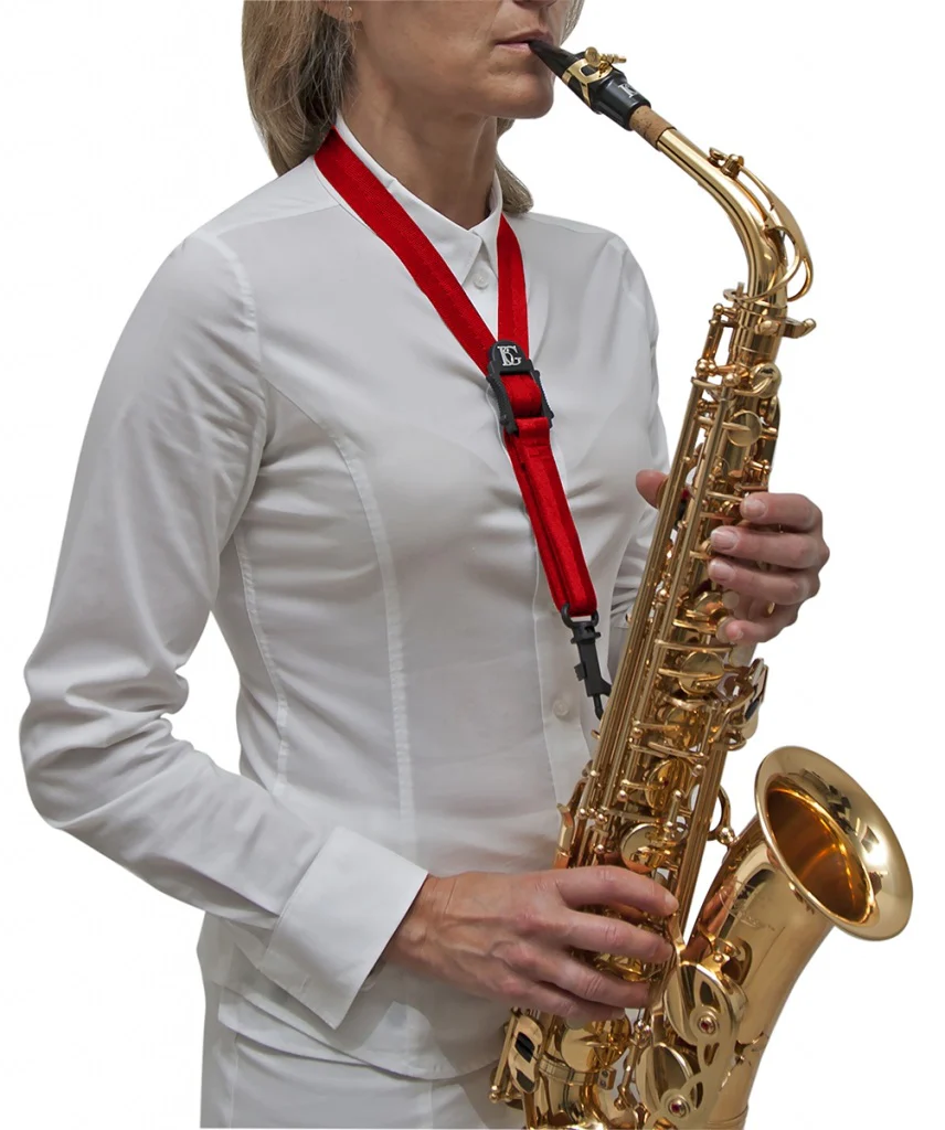 BG France Standard Sax Strap S39SH - Red Strap with Snap Hook - Image 2