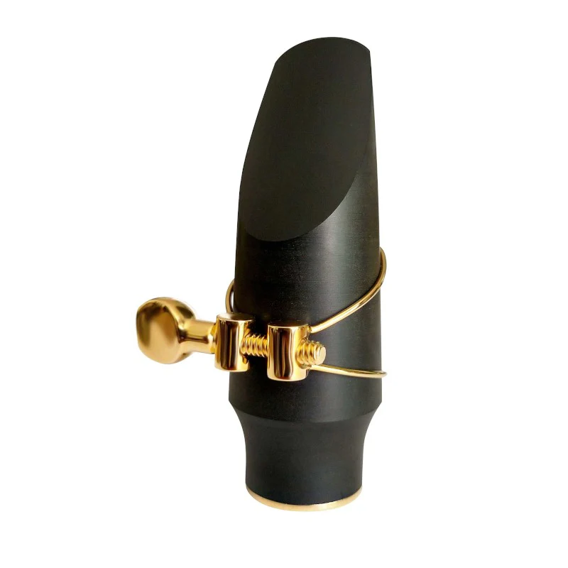 Brancher Hard Rubber Soprano Saxophone Mouthpiece - with Gold Plated Ligature and Cap - Image 2