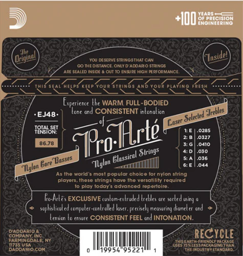 D'Addario 80/20 Bronze Pro-Arte Nylon, Hard Tension Classical Guitar Strings - Image 2