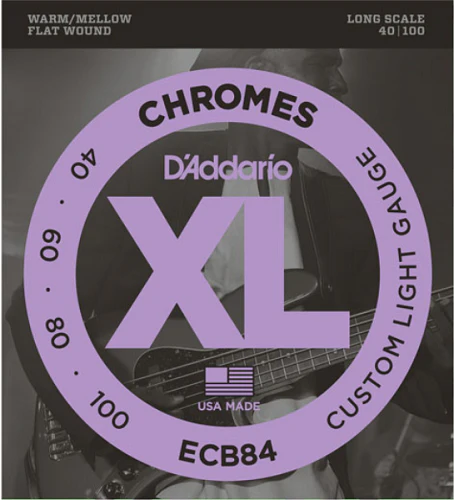 D'Addario Chromes, Custom Light, Long Scale, 40-100 Bass Guitar Strings ECB84