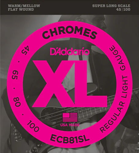 D'Addario Chromes, Light, Super Long Scale, 45-100 Bass Guitar Strings ECB81SL