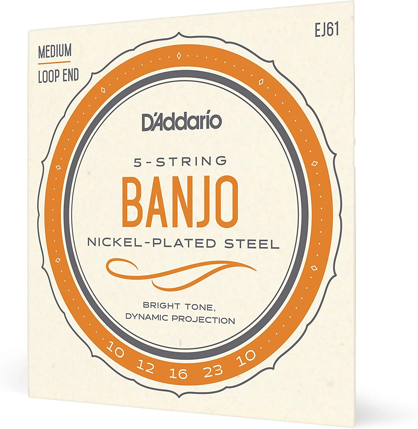 D'Addario EJ61 5-String Banjo Strings, Nickel, Medium 10-23 - EJ61