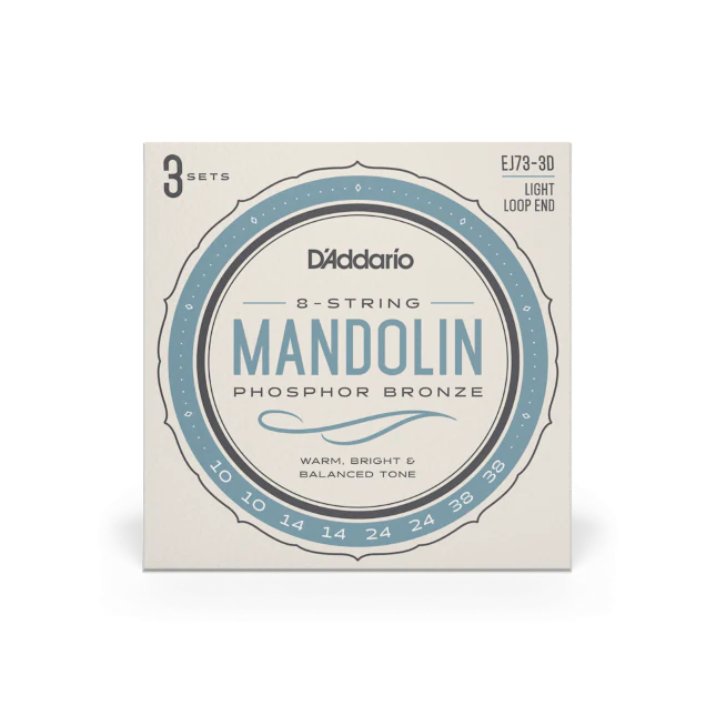 D'Addario EJ73 Mandolin Strings, Phosphor Bronze Light 10-38, 3 Sets EJ73-3D