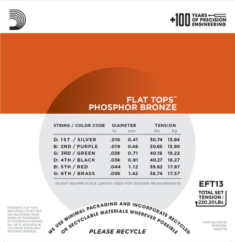 D'Addario Flat Tops, Medium, 16-56 Resphonic Guitar Strings - Image 3