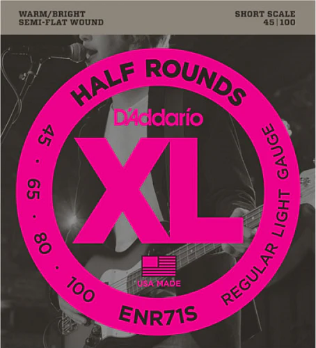 D'Addario Half Rounds, Regular Light, Short Scale, 45-100 Bass Guitar Strings