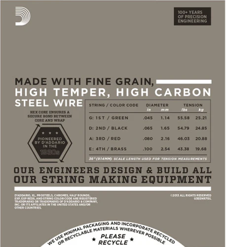 D'Addario Half Rounds, Regular Light, Super Long Scale, 45-100 Bass Guitar Strings - Image 3