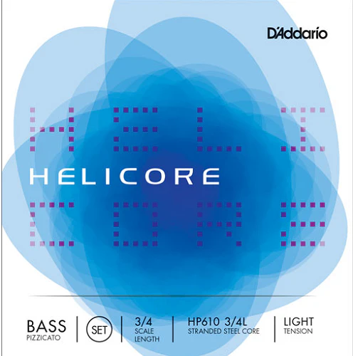 D'Addario Helicore Pizzicato Bass String SET, 3/4 Scale, Light Tension