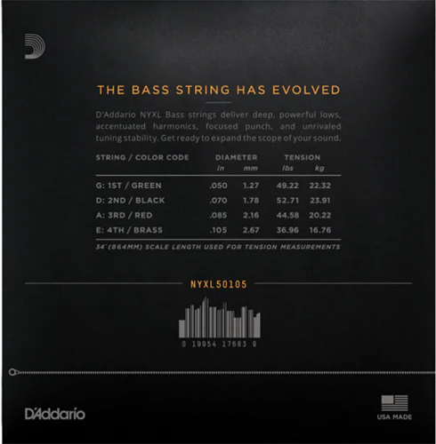D'Addario Long Scale, Medium, 50-105 Bass Guitar Strings - Image 2