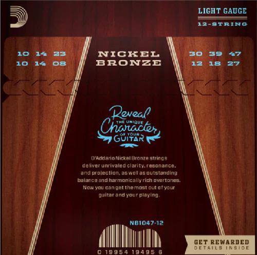 D'Addario Nickel Bronze 12-String, Light, 10-47 Acoustic Guitar Strings - Image 2