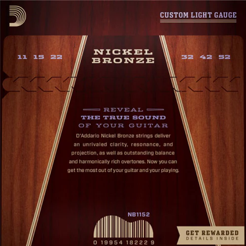 D'Addario Nickel Bronze, Custom Light, 11-52 Acoustic Guitar Strings - Image 2