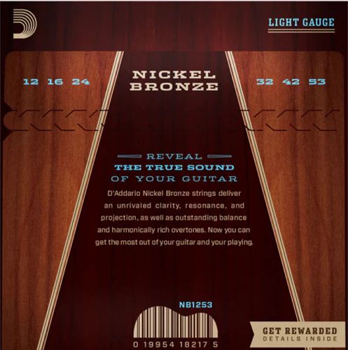 D'Addario Nickel Bronze, Light, 12-53 Acoustic Guitar Strings - Image 2