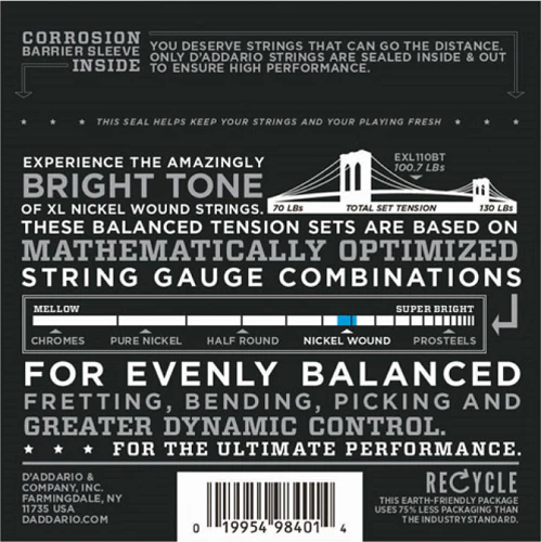 D'Addario Nickel Wound, Balanced Tension, Regular Light, 10-46 Electric Guitar String - EXL110BT - Image 2