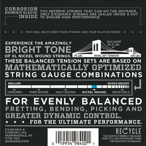 D'Addario Nickel Wound, Balanced Tension Super Light, 09-40  Electric Guitar Strings - EXL120BT - Image 2