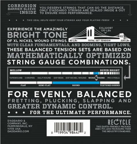 D'Addario Nickel Wound, Balanced Tension Super Light, 40-95 Bass Guitar Strings - Image 2