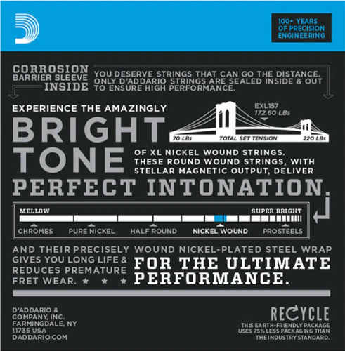 D'Addario Nickel Wound, Baritone Medium, 14-68 Electric Guitar Strings - Image 2