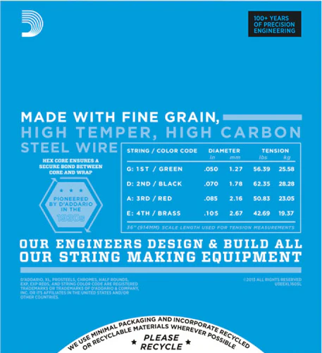 D'Addario Nickel Wound, Medium, Super Long Scale, 50-105 Bass Guitar Strings EXL160SL - Image 3