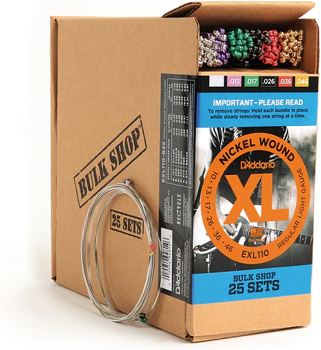 D'Addario Nickel Wound, Regular Light, 10-46 Electric Guitar Strings (25-Sets) EXL110-B25