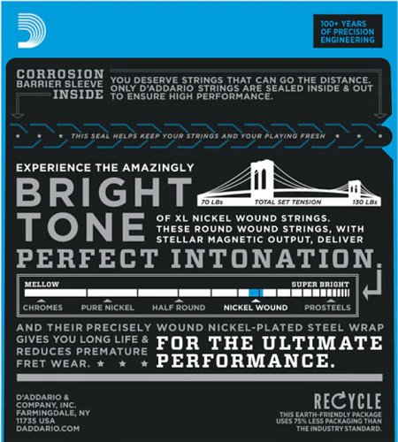 D'Addario Nickel Wound, Regular Light, REINFROCED, 10-46 Electric Guitar Strings - Image 2