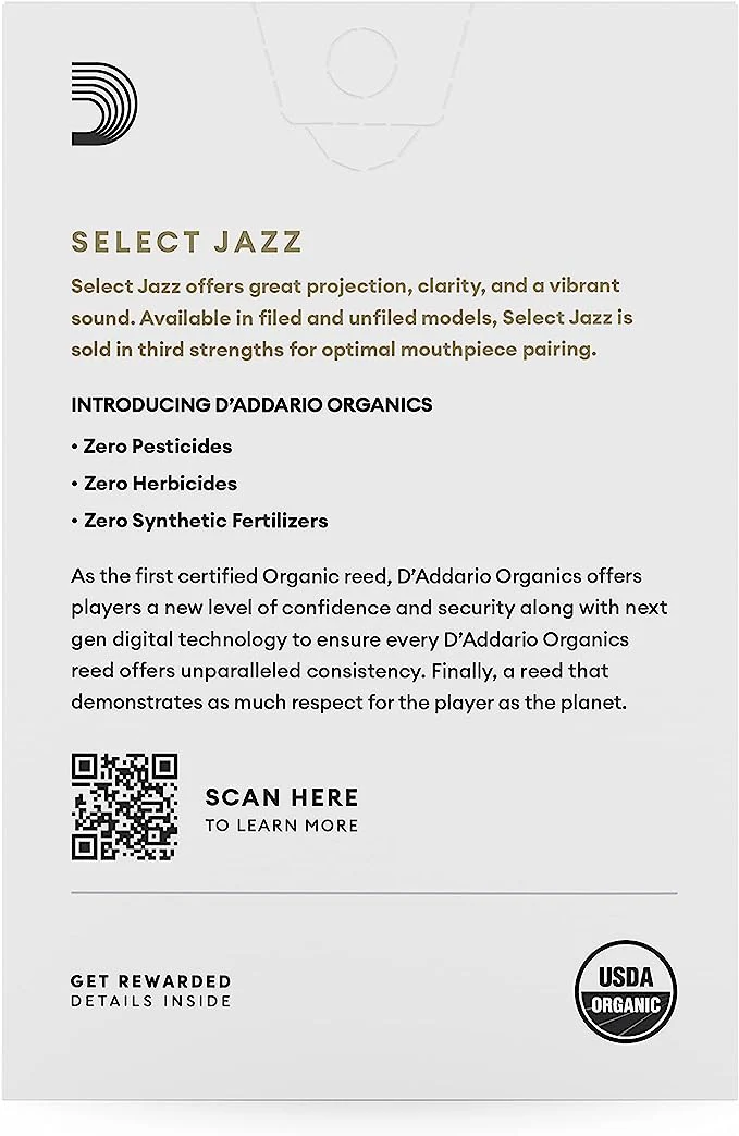 D'Addario Organic Select Jazz Filed Alto Saxophone Reeds - 10 Per Box - Image 3