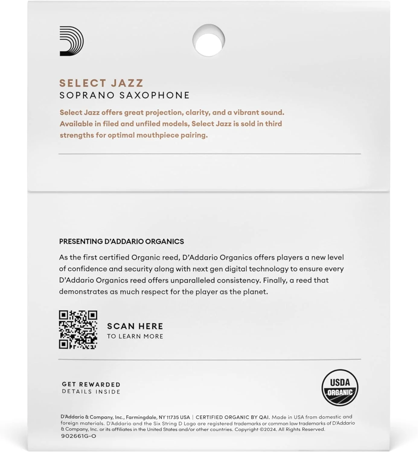 D'Addario Organic Select Jazz Unfiled Soprano Saxophone Reeds - 3 Pack - Image 2