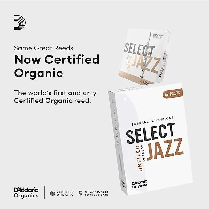 D'Addario Organic Select Jazz Unfiled Soprano Saxophone Reeds - 3 Pack - Image 3
