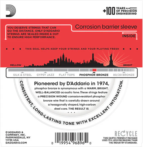 D'Addario Phosphor Bronze, True Medium, 13-56 Acoustic Guitar Strings - EJ24 - Image 2