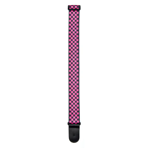 D'Addario Planet Waves PINK/BLACK Checker Woven Guitar Strap - Image 3