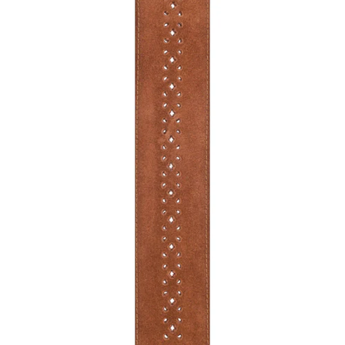 D'Addario Planet Waves Vented Leather Strap W/ Camel Suede Rosette - Image 2