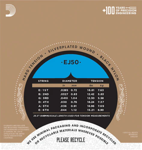 D'Addario Pro-Arte Black Nylon, Hard Tension Classical Guitar Strings - Image 3