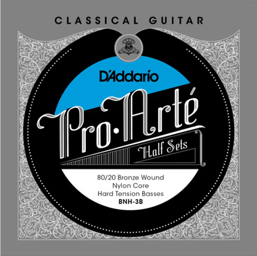 D'Addario Pro-Arte Nylon Core, 80/20 Bronze Bass, Hard Tension Half Set Classical Guitar Strings