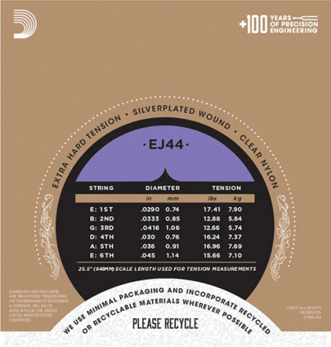 D'Addario Pro-Arte Nylon, Extra Hard Tension Classical Guitar Strings - EJ44 - Image 2