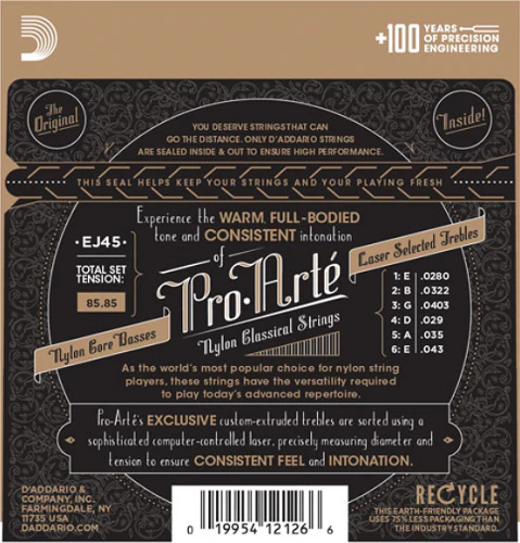 D'Addario Pro-Arte Nylon, Normal Tension Classical Guitar Strings ( 3-Sets) EJ45-3D - Image 2