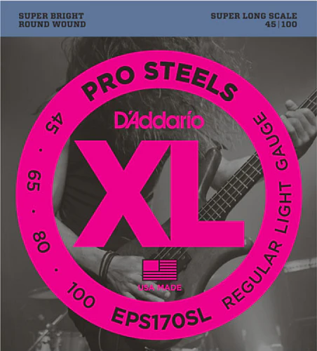 D'Addario PROSTEELS, Light, Super Long Scale, 45-100 Bass Guitar Strings