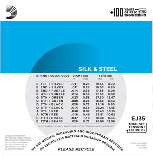 D'Addario Silk & Steel 12-String FOLK, Light, 11-47 Acoustic Gutiar Strings - Image 3