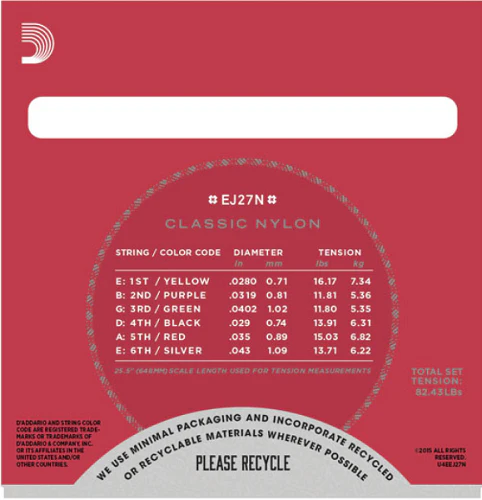 D'Addario Student Nylon. Normal Tension Classical Guitar Strings - 3-PACK - Image 3