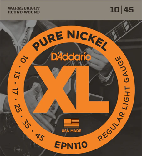 D'Addario XL Pure NICKEL, Regular Light, 10-45 Electric Guitar Strings