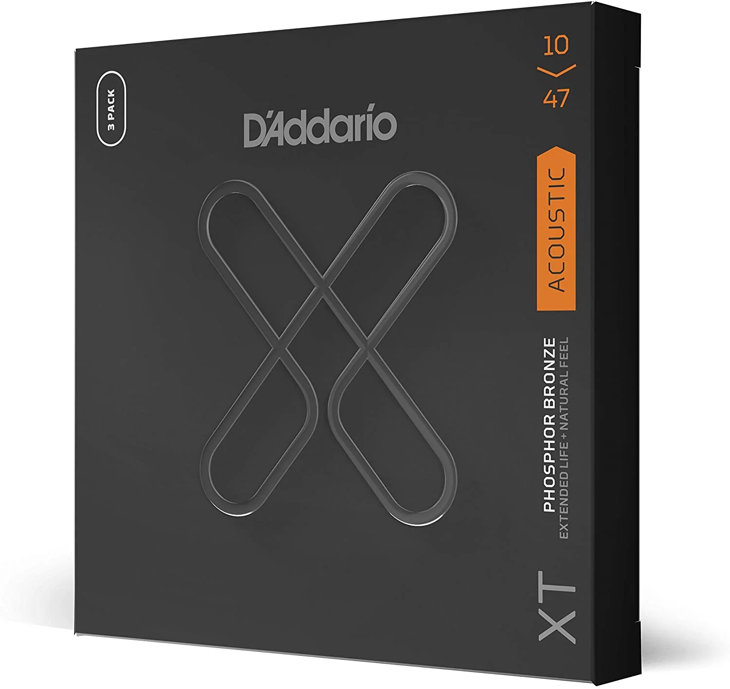 D'Addario XTAPB1047 XT Phosphor Bronze Acoustic Guitar Strings, Extra Light, 10-47, 3 Sets