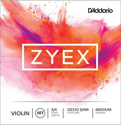 D'Addario Zyex Violin String SET, 3/4 Scale, Medium Tension