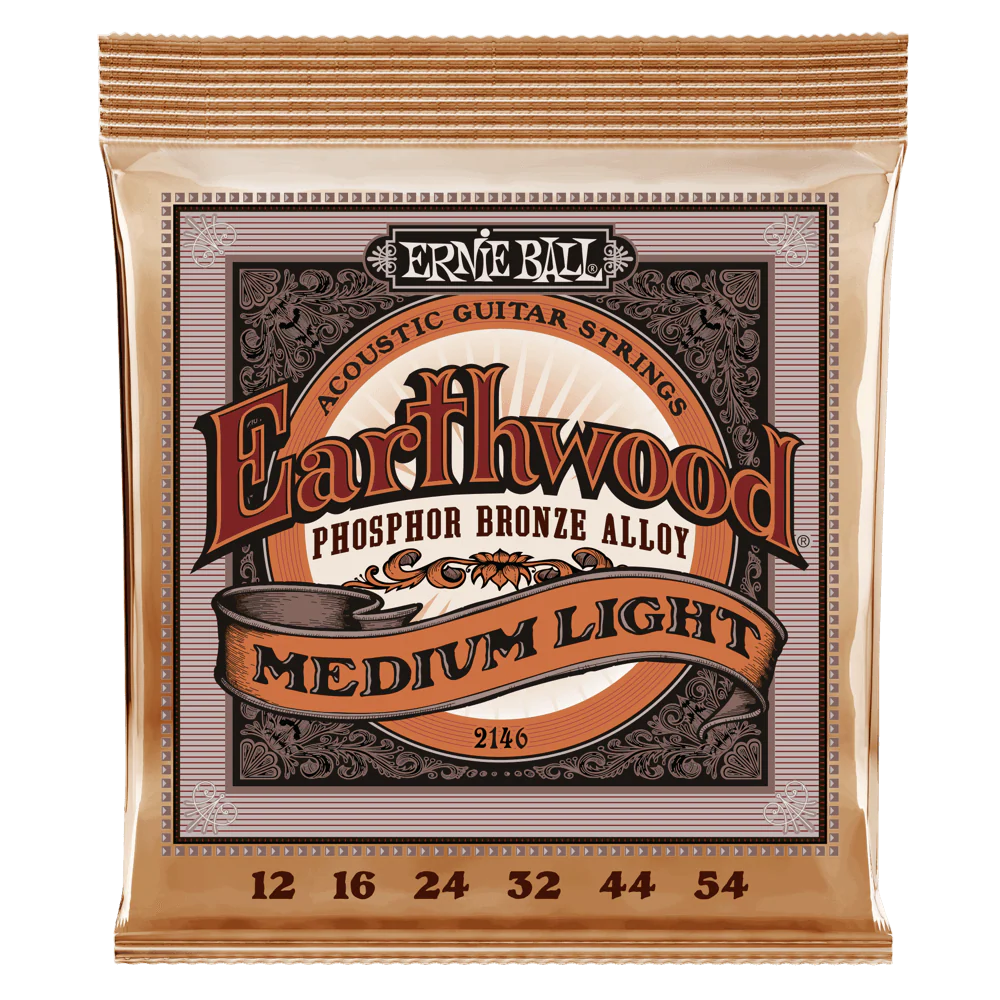 Ernie Ball Earthwood Medium Light Phosphor Bronze Acoustic Guitar Strings - 12-54 Gauge - 2146