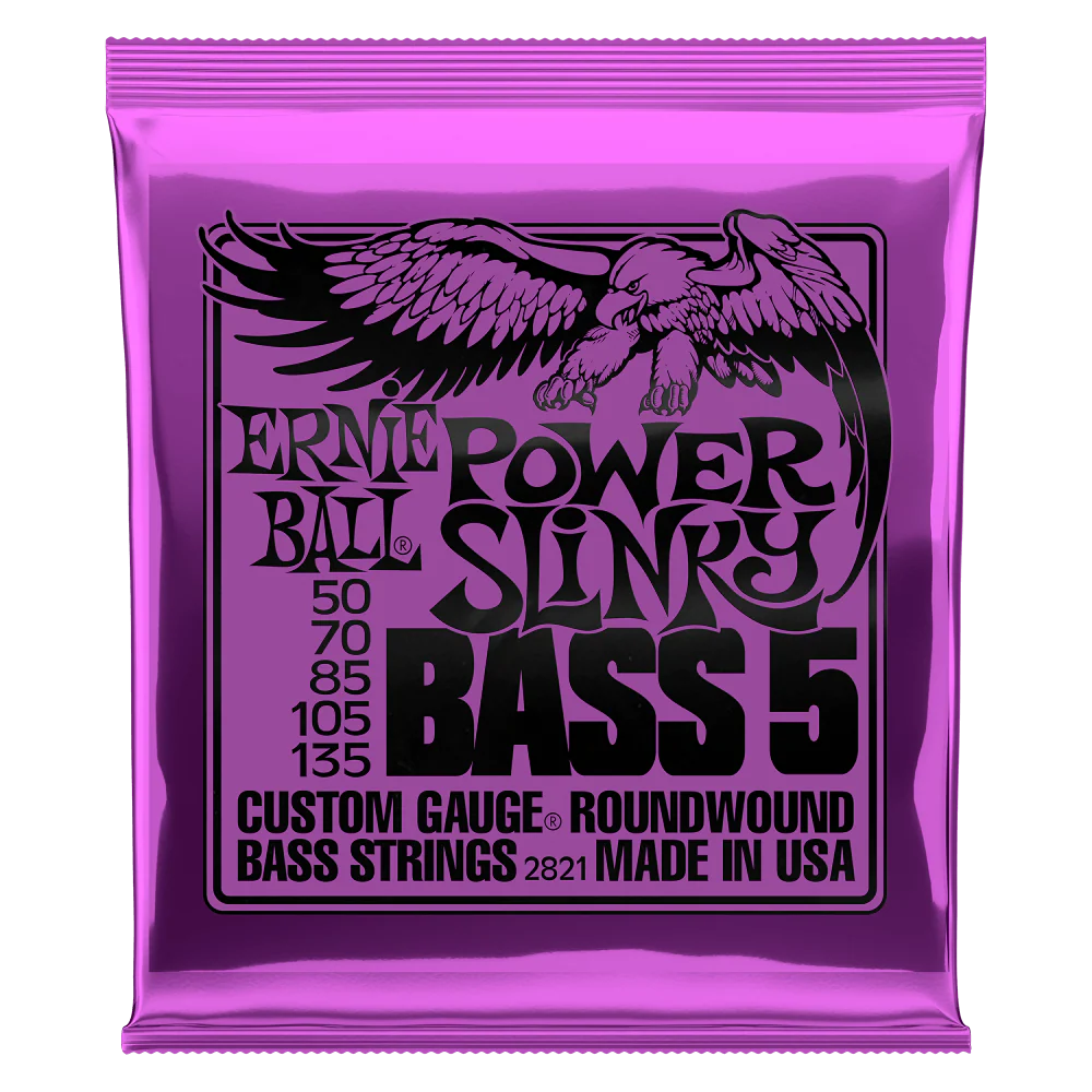 Ernie Ball Power Slinky 5-String Nickel Wound Electric Bass Strings - 50-135 Gauge - 2821