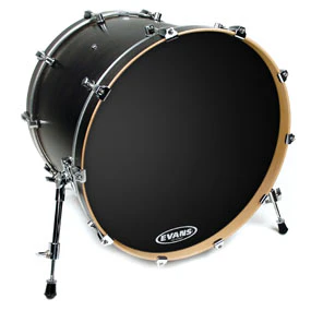 Evans EQ3 Black Bass Drum Head - NO Port - 20