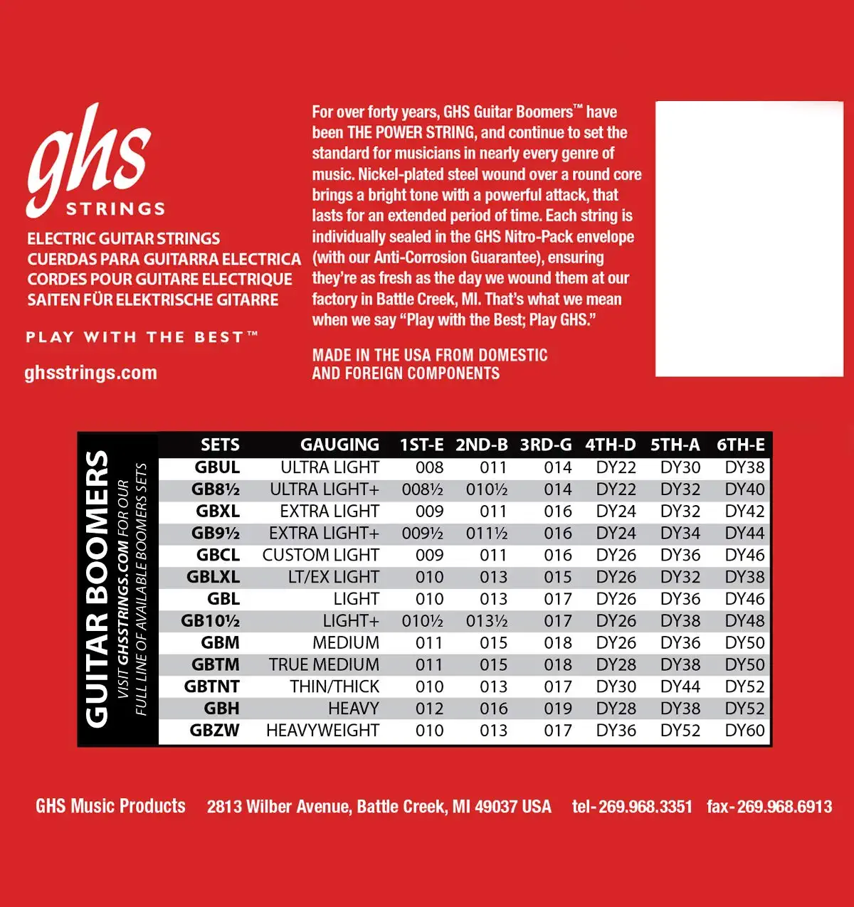 GHS BOOMERS - Round Wound Nickel - Heavy Gauge- Electric Guitar Strings - GBH - Image 2