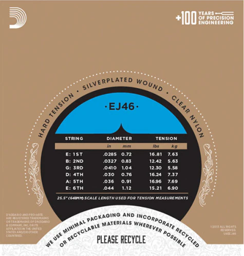 D'Addario Pro-Arte Nylon, Hard Tension Classical Guitar Strings (3-Sets) EJ46-3D - Image 3